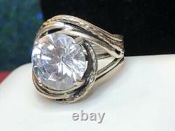 Vintage Estate Sterling Silver White Quartz Ring Made In Israel 6.5 Carats