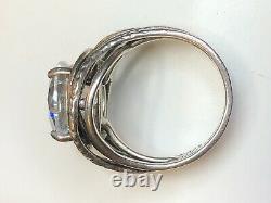 Vintage Estate Sterling Silver White Quartz Ring Made In Israel 6.5 Carats