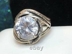 Vintage Estate Sterling Silver White Quartz Ring Made In Israel 6.5 Carats