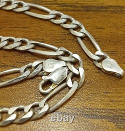 Vintage Fine Made in Italy 925 Solid Sterling Silver Necklace 18 inches Figaro