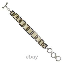 Vintage HAND MADE Sterling Silver and 100cts of Smoky Quartz Bracelet 7.75 inch