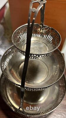 Vintage Hand-Made 3-Tier Sterling Silver Tray. 176 Grams. 925 Fine Silver. X999