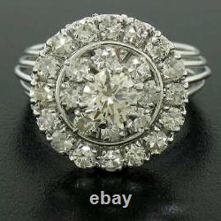 Vintage Hand Made 925 Sterling Silver & 2.85CT Old European Cut CZ Cluster Ring