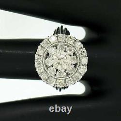 Vintage Hand Made 925 Sterling Silver & 2.85CT Old European Cut CZ Cluster Ring