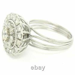 Vintage Hand Made 925 Sterling Silver & 2.85CT Old European Cut CZ Cluster Ring