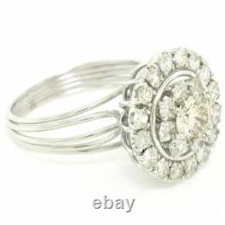 Vintage Hand Made 925 Sterling Silver & 2.85CT Old European Cut CZ Cluster Ring