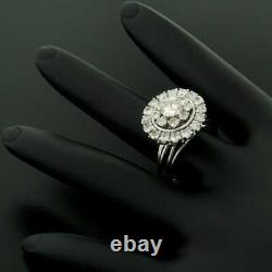 Vintage Hand Made 925 Sterling Silver & 2.85CT Old European Cut CZ Cluster Ring