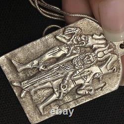 Vintage Hand Made Estate Sterling Silver Egyptian Hathor Osiris & Horus Necklace