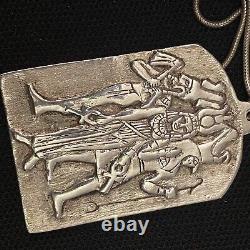 Vintage Hand Made Estate Sterling Silver Egyptian Hathor Osiris & Horus Necklace