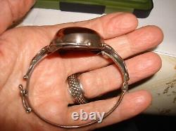 Vintage Hand Made Sterling Silver 925 Natural Baltic Huge Amber Bangle Bracelet