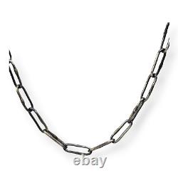 Vintage Hand Made Sterling Silver 925 Paperclip Style Necklace 24.5 Inches