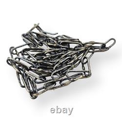 Vintage Hand Made Sterling Silver 925 Paperclip Style Necklace 24.5 Inches