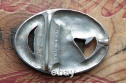 Vintage Hand Made Sterling Silver Cast Eagle Head Western Belt Buckle