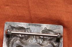 Vintage Hand Made Sterling Silver Cast Western Belt Buckle
