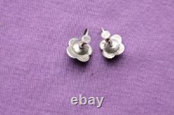 Vintage Hand Made Sterling Silver Flower Turquoise Earrings
