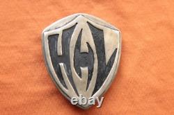 Vintage Hand Made Sterling Silver Letters Initials H&L Shield Belt Buckle