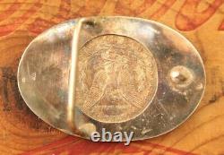 Vintage Hand Made Sterling Silver Morgan Dollar 1921 Western Belt Buckle