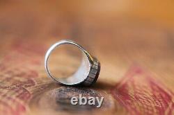 Vintage Hand Made Sterling Silver Multi Stone Inlay Ring 13.3 g Size 9.25