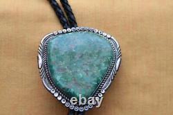 Vintage Hand Made Sterling Silver Native American Huge Turquoise Bolo Tie