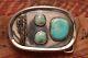 Vintage Hand Made Sterling Silver Native American Style Turquoise Belt Buckle