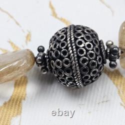 Vintage Hand Made Sterling Silver Nepalese Citrine Necklace Silver Fish Beads