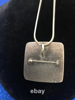 Vintage Hand Made Sterling Silver Pendant And Pin W Sterling Silver 17 Chain