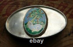 Vintage Hand Made Sterling Silver Unicorn Inlay Belt Buckle