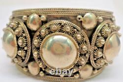 Vintage Hand Made Sterling Silver Wide Bold cuff Real Sterling Silver, Filigree