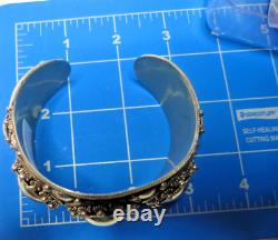Vintage Hand Made Sterling Silver Wide Bold cuff Real Sterling Silver, Filigree