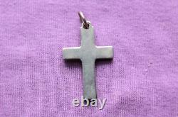 Vintage Heavy Hand Made Sterling Silver Cross Pendant 1 1/2 13.6 grams