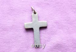 Vintage Heavy Hand Made Sterling Silver Cross Pendant 1 1/2 13.6 grams