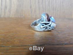Vintage Jelly Opel Brutalist Artist Made Large Sterling Silver Ring Sz 8.5