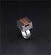 Vintage K. Laursens Sterling Silver Ring w. Inlaid Rosewood. MADE IN DENMARK