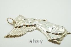 Vintage Large Made In Mexico Sterling Silver 925 Angel With Horn Ornament Pendant