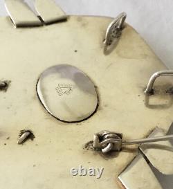 Vintage Large Well Made Sterling Silver & Gemstones Pin/Pendant