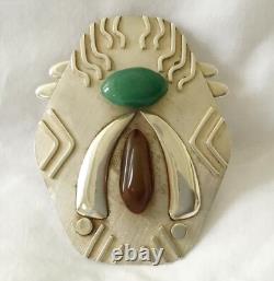 Vintage Large Well Made Sterling Silver & Gemstones Pin/Pendant