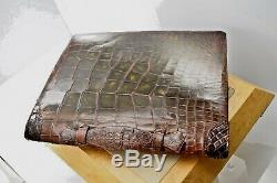 Vintage Luxury Briefcase Mens Hand Made Genuine Alligator Sterling Silver Finish