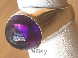 Vintage Made In Sweden Amethyst Cabochon Unisex Men Woman Ring Sterling Silver