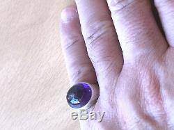 Vintage Made In Sweden Amethyst Cabochon Unisex Men Woman Ring Sterling Silver