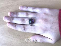 Vintage Made In Sweden Amethyst Cabochon Unisex Men Woman Ring Sterling Silver