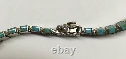 Vintage Made in Chile 925 Sterling Silver Turquoise Necklace 17 Stamped