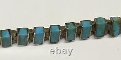 Vintage Made in Chile 925 Sterling Silver Turquoise Necklace 17 Stamped