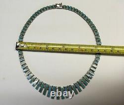 Vintage Made in Chile 925 Sterling Silver Turquoise Necklace 17 Stamped