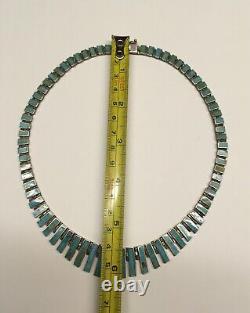 Vintage Made in Chile 925 Sterling Silver Turquoise Necklace 17 Stamped