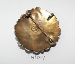 Vintage Made in Israel Sterling Silver multi Gemstone Brooch Pin pendant 925