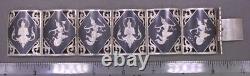 Vintage Made in Siam Sterling Silver 8 Six Panel Hinged Cuff Bracelet 63g