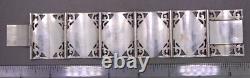 Vintage Made in Siam Sterling Silver 8 Six Panel Hinged Cuff Bracelet 63g