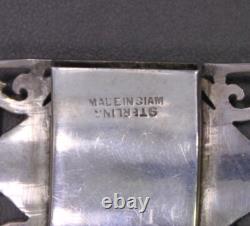 Vintage Made in Siam Sterling Silver 8 Six Panel Hinged Cuff Bracelet 63g
