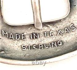 Vintage Made in Texas Hand Engraved Sterling Silver 10K Gold Ranger Buckle Set