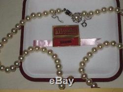 Vintage Majorica Man-Made Pearl Necklace with 925 Sterling Silver Clasp - Spain
